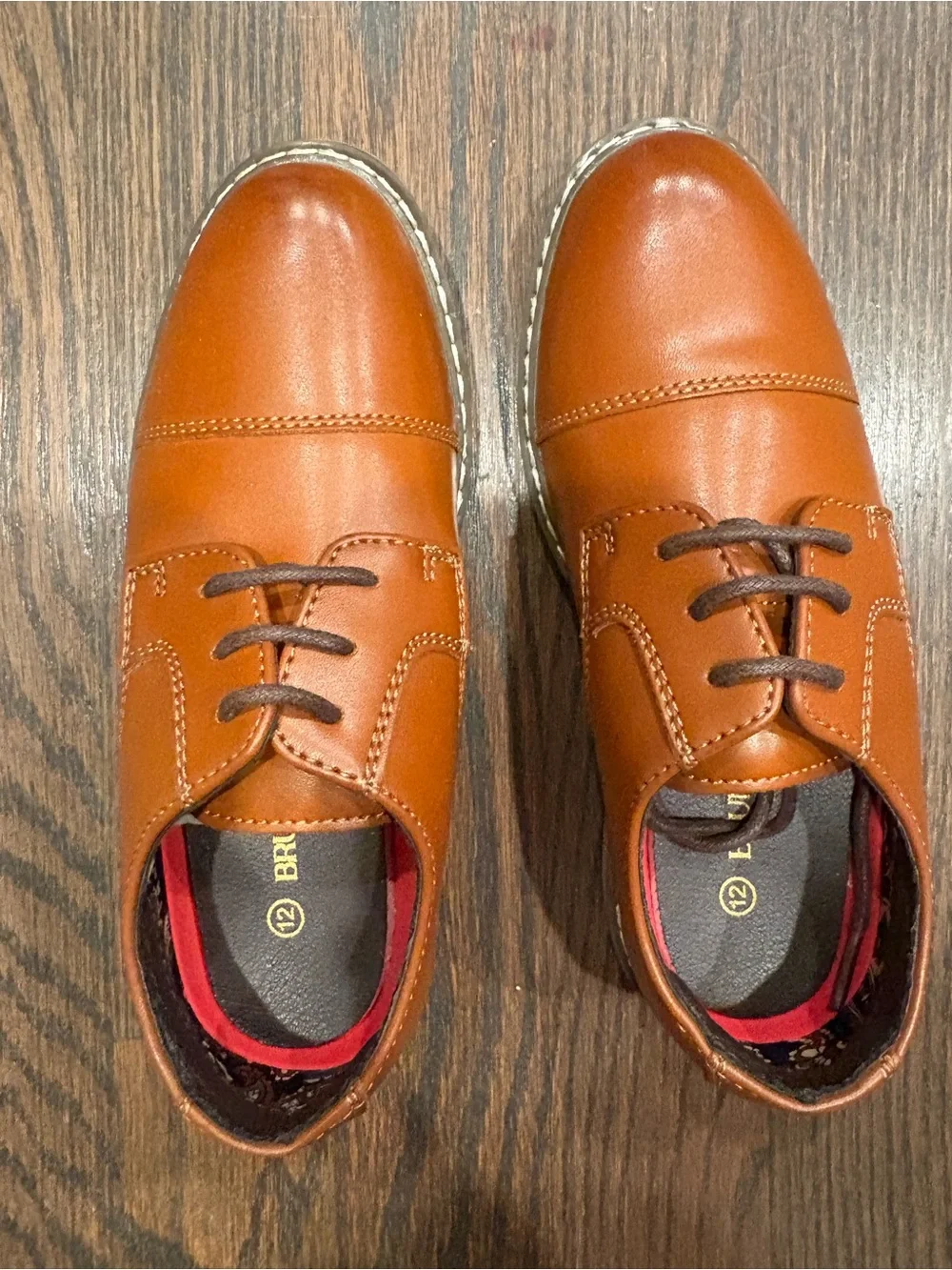 Boy’s Versatile Tan Leather Lace-Up Dress Shoes for Wedding or Formal Event